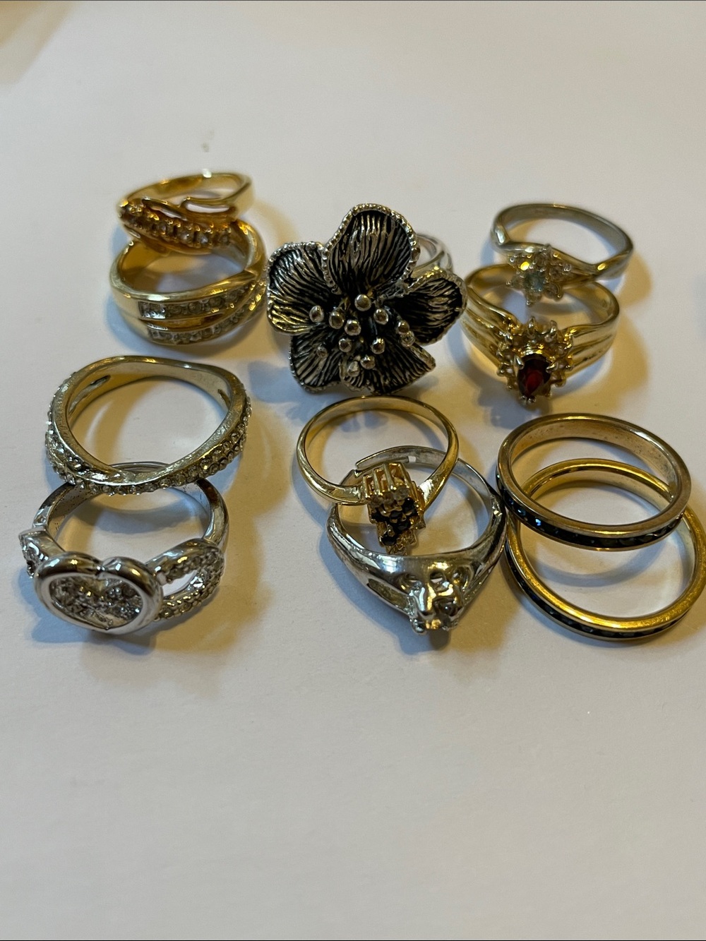 Silver & Gold Tone Lot of 11 Fashion Rings